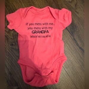 Rabbit Skins Coral Grandpa Quote Bodysuit